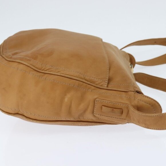 LOEWE Anagram Shoulder Bag Leather Brown Gold Auth - Picture 5 of 16